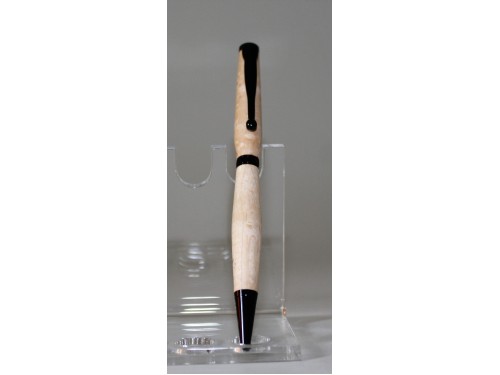 Birdseye maple Slim black chrome pen